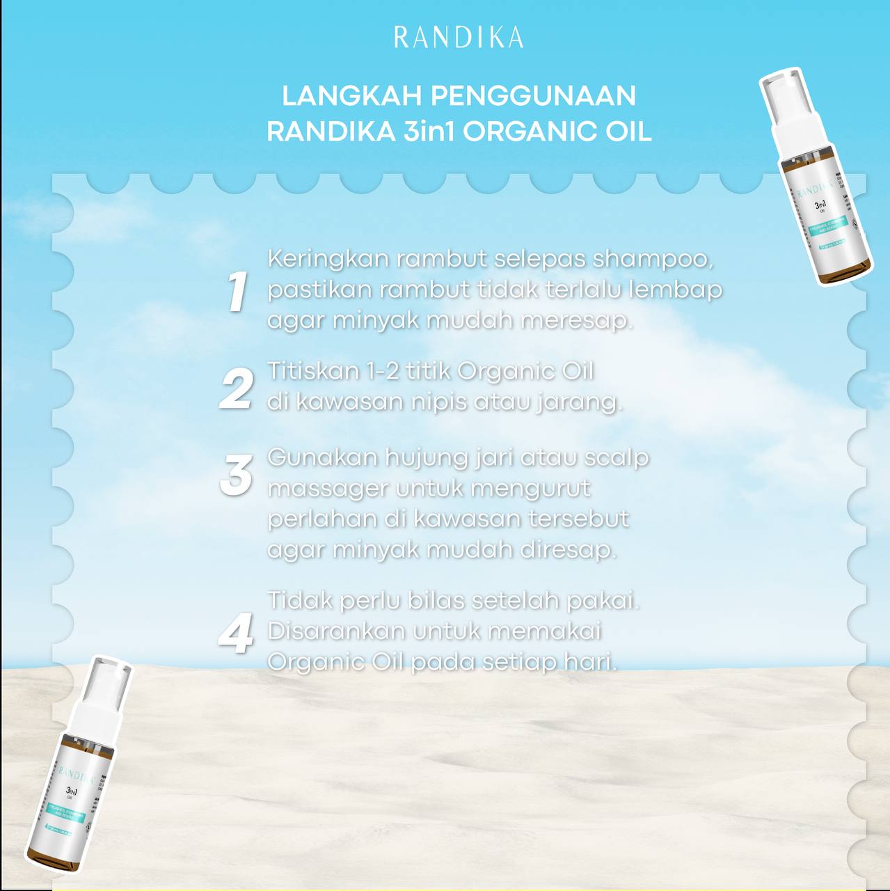 Cara guna 3-in-1 Organic Oil