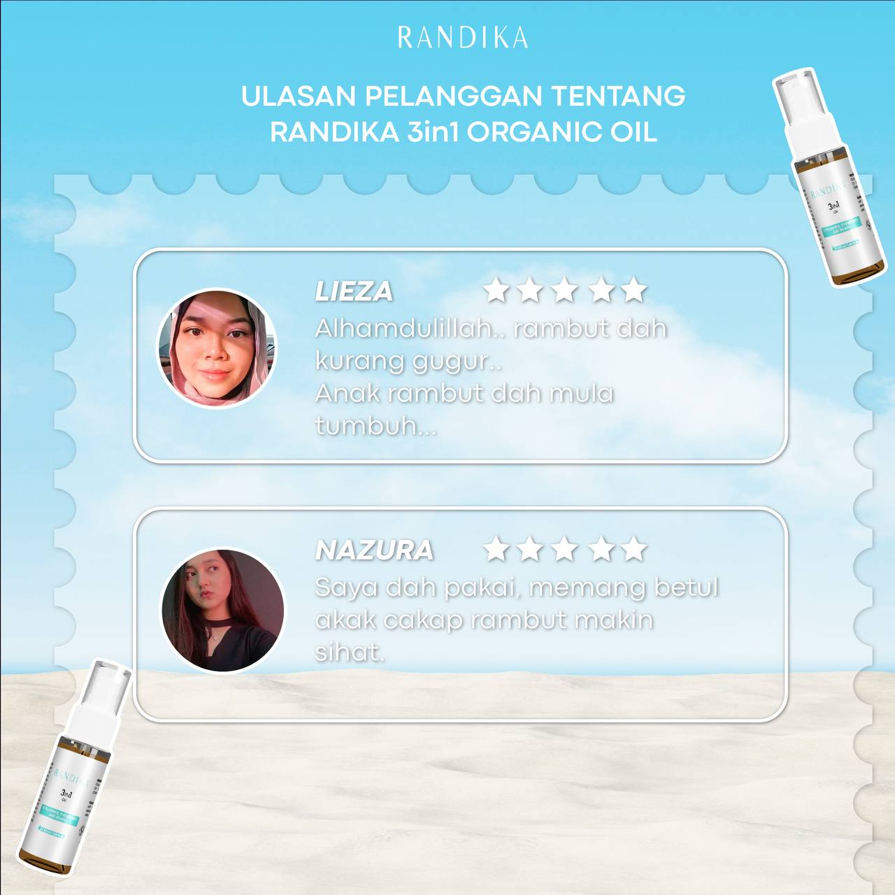 Feedback pengguna 3-in-1 Organic Oil